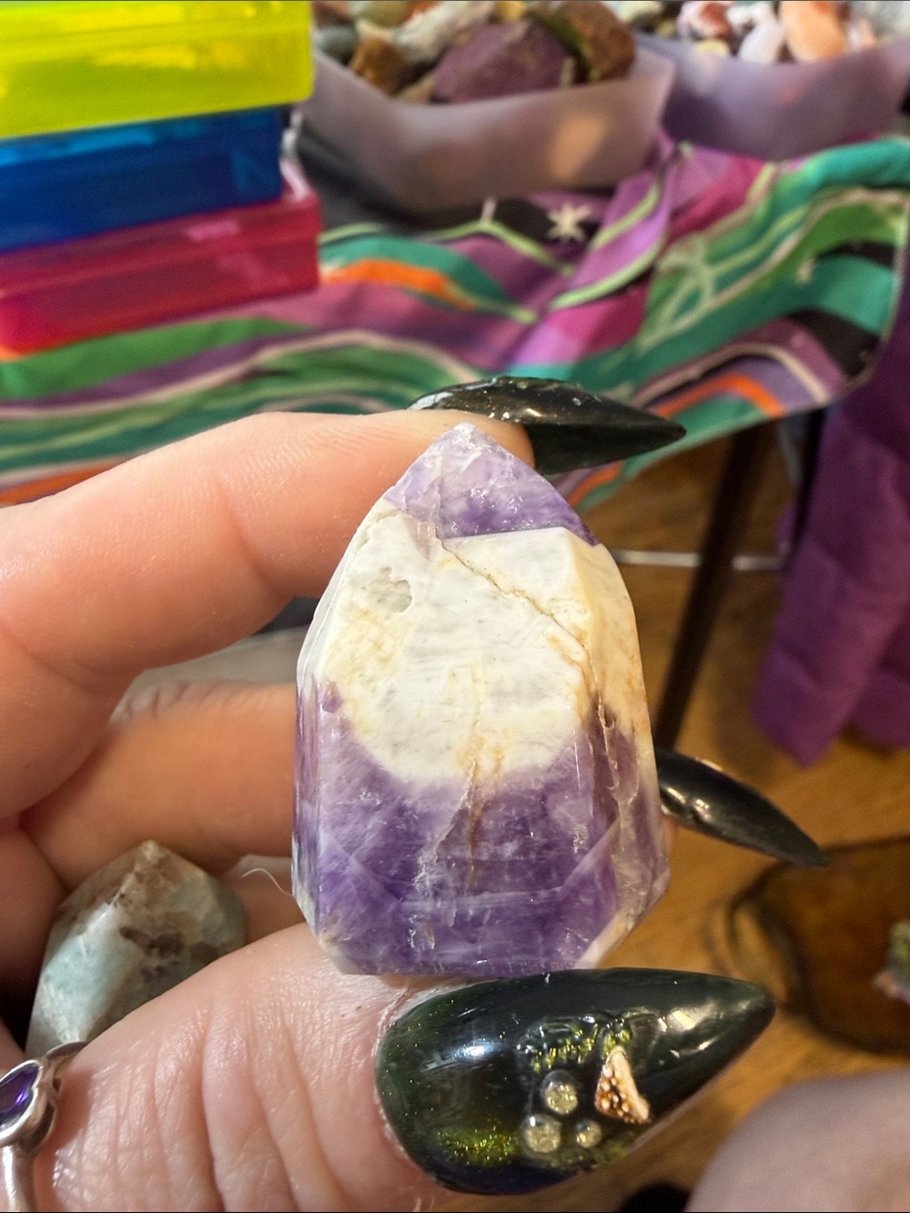 Purple and White Amethyst Stone Pendant - Unbranded